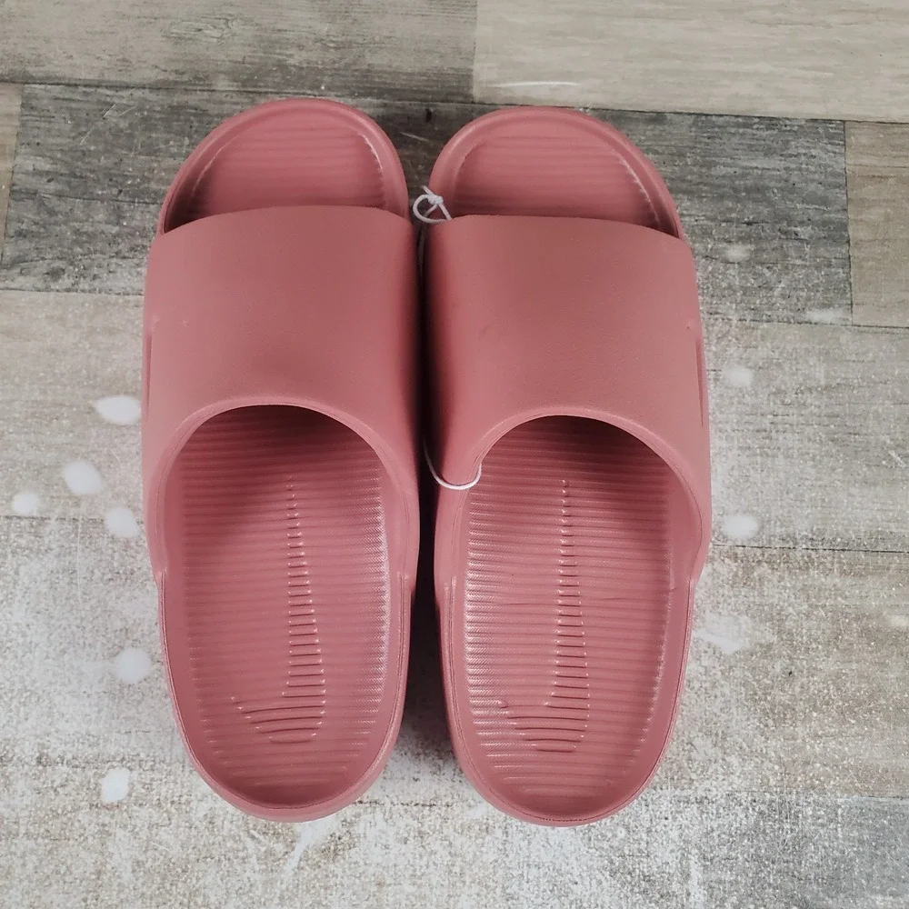 Nike‎ Calm Sandals Womens Sz 6 Canyon Pink Rubber Slip On Round Toe